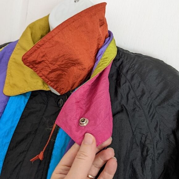 Vintage 80S 90s oversized casual isle black purple Small - Picture 6 of 12